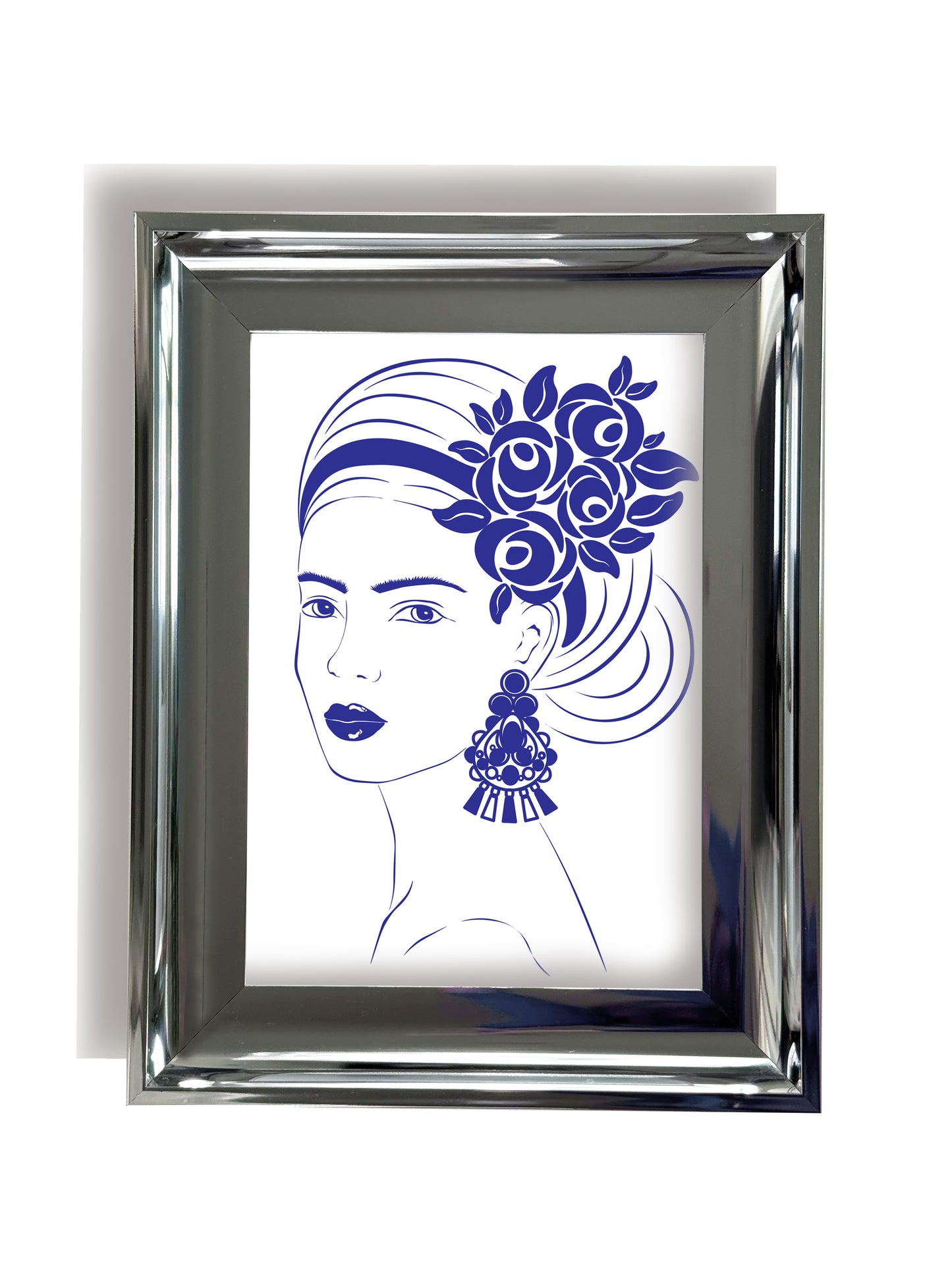 Frame portrait of a Spanish girl wearing  a traditional headpiece and big earrings